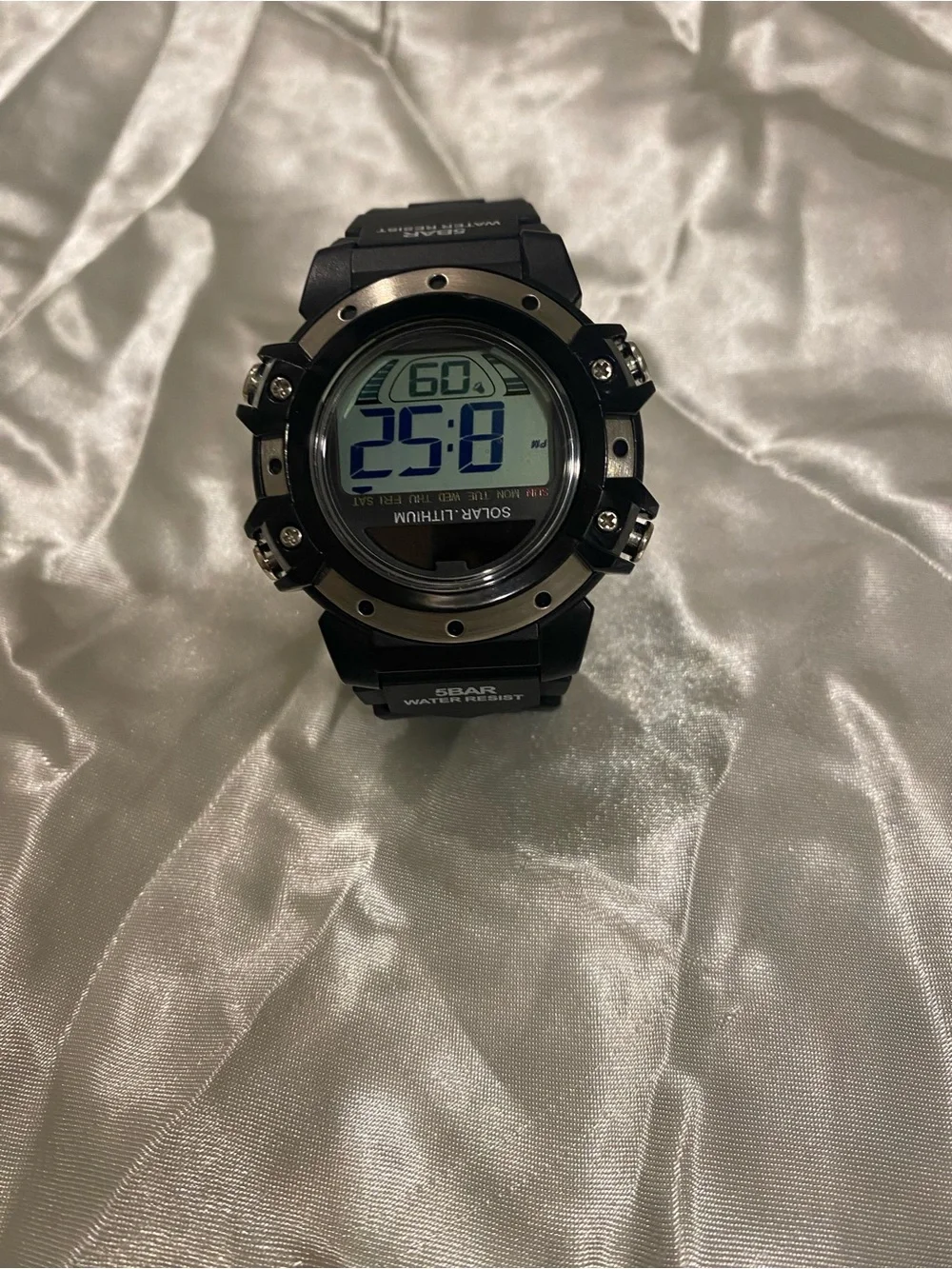 Solar-Lithium Digital Sports Watch - Black
